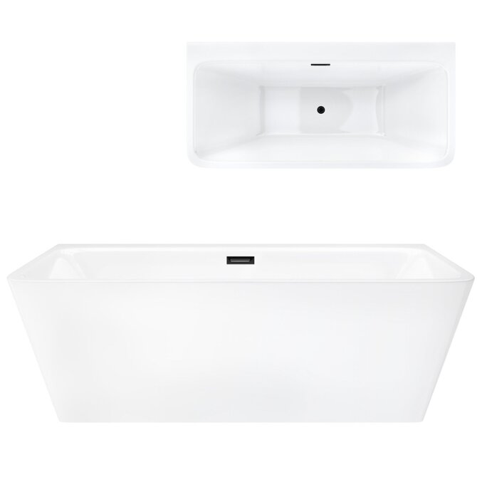 Freestanding wall-mounted bathtub Corsan ISEO 170 X 79 cm with a wide edge and Black finishes